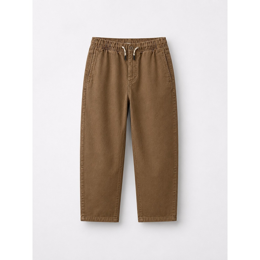ZARA Kids Brown Barrel Leg Jeans 11-12 152cm Pull On Elastic Waist NWOT